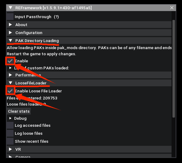 REFramework设置界面